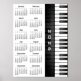 Conception de clavier de piano Affiche de calendri