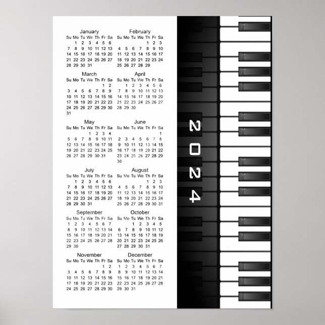 Conception de clavier de piano Poster de calendrie (Devant)