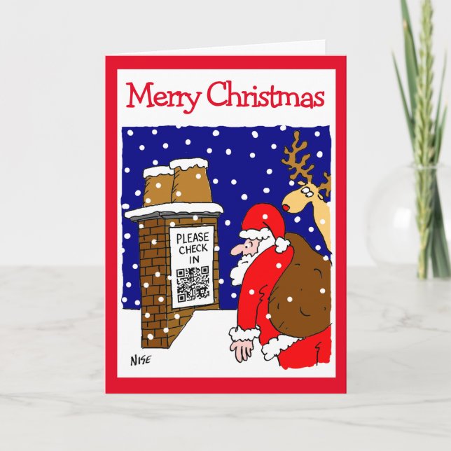 Conception de code QR du Père Noël Carte de Noël d (Devant)