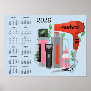 Conception de coiffeur Affiche de calendrier 2026