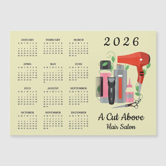 Conception de coiffeur Calendrier 2026 Carte magné (Devant)