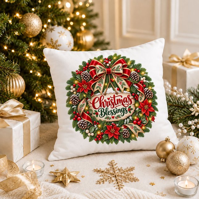 Conception de Coussin de Lancer de Citation Vintag (Merry Christmas Vintage Quote Throw Pillow Design)
