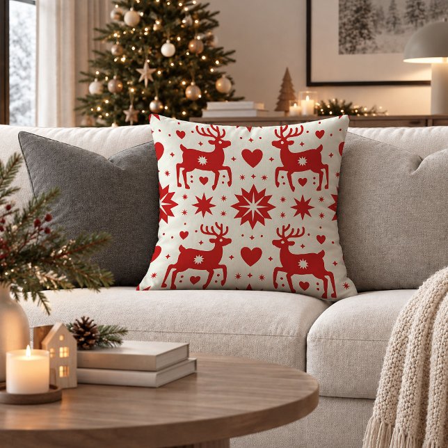 Conception de Coussin de Lancer d'Ornement de Noël (Cozy Nordic Christmas Ornament Throw Pillow Design)