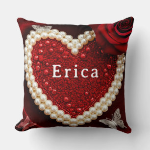 Conception de Coussin Rose Cœur Perle Romantique ❤