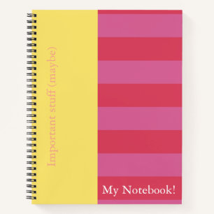 Conception de couverture de cahier rayée rose et j