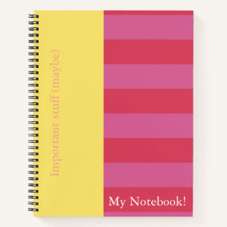 Conception de couverture de cahier rayée rose et j