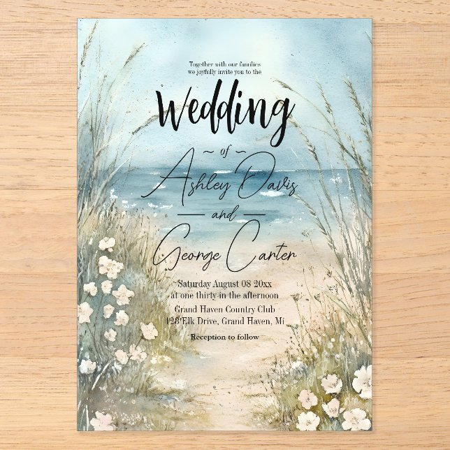 Conception de faire-part de mariage à l'aquarelle  (Recto)
