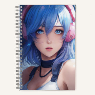 Conception de fille d'anime cahier à spirale tenda