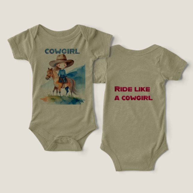 Conception de fille de cowgirl mignonne à cheval e (Design Recto & Verso)