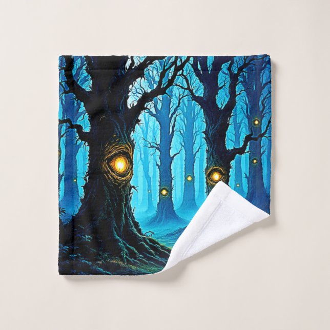 Conception de forêt de l'œil de fantasy sombre (Gant de toilette)