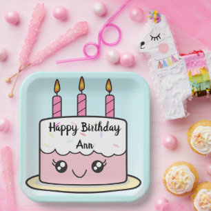 Conception de gâteau d'anniversaire assiette en pa
