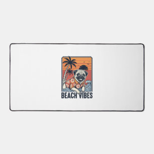 Conception de gravure vintage pug ambiance plage_1