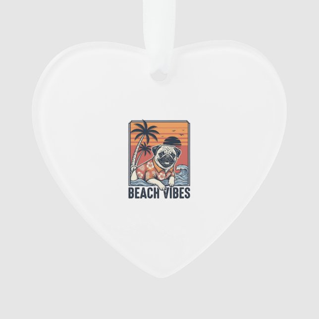 Conception de gravure vintage pug ambiance plage_1 (devant)