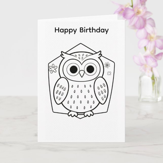 Conception de hibou de carte d'anniversaire à colo (Orchidée)