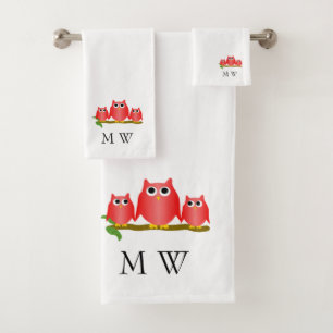 Conception de hiboux rouges Monogrammée