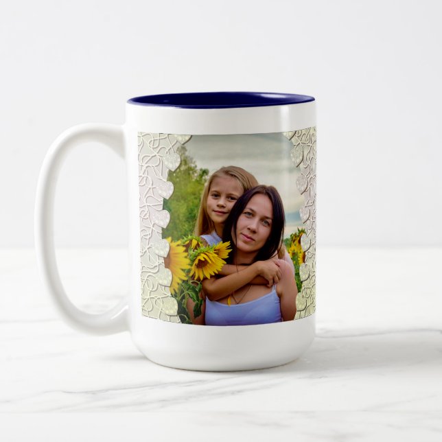 Conception de housse de mug photo pailletée person (Gauche)