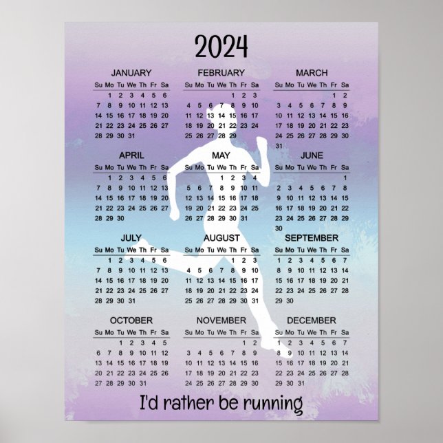 Conception de jogging en course Calendrier Poster  (Devant)