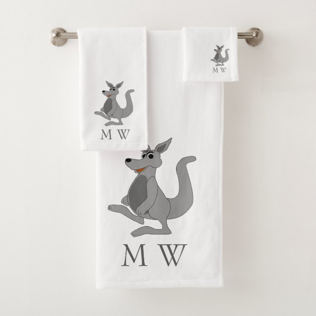 Conception de kangourou gris avec monogramme (En situation)