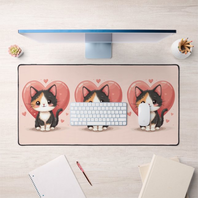 Conception de la Saint-Valentin Cœur de Chat Calic (Bureau 1)