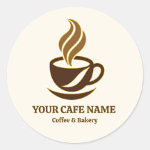 Conception de logo autocollant d'ouverture de café