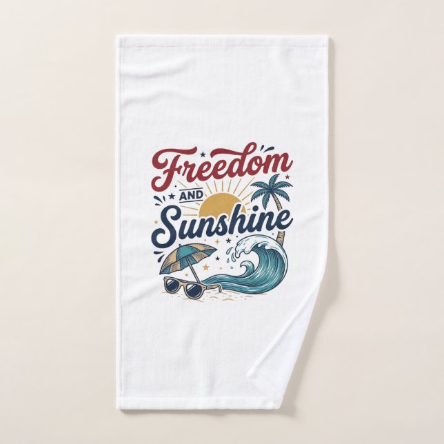 Conception de maillot de plage vintage Liberté Et  (Serviette à main)