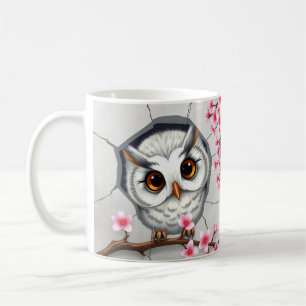 Conception de manchon de mug 3d chouette trou dans