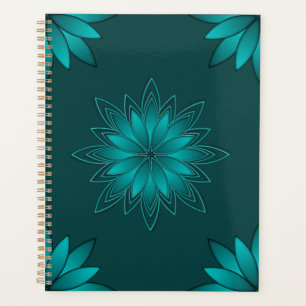 Conception de mandala à feuilles de teal sur fond