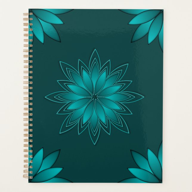 Conception de mandala à feuilles de teal sur fond  (Devant)