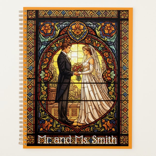 Conception de mariage dans un vitrail traditionnel (Devant)