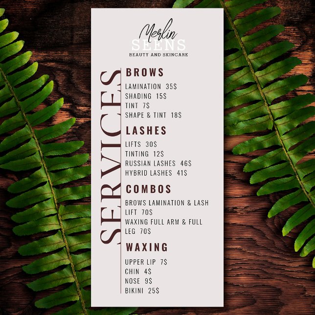 Conception de menu de traitement de salon de beaut (Créateur téléchargé)