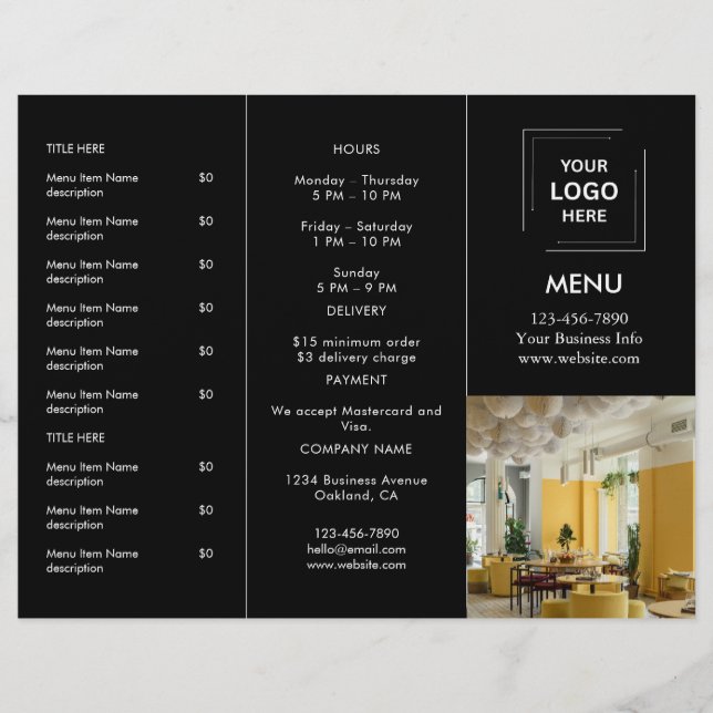 Conception de menu de vente à emporter avec photo  (Devant)