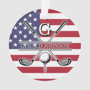 Conception de monogramme de golf avec drapeau amér