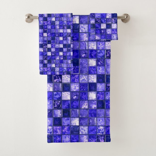 Conception de mosaïque bleue abstraite avec textur (En situation)