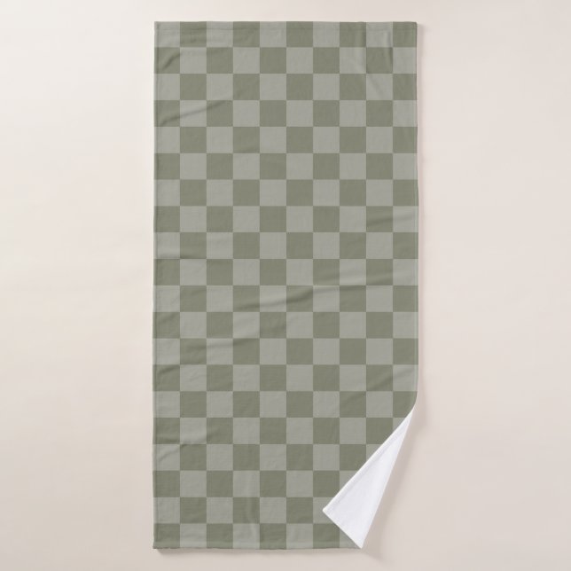 Conception de motif à carreaux vert olive et gris (Serviette de bain)