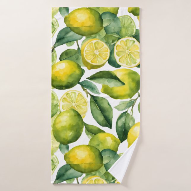 Conception de motif aquarelle citrons (Serviette de bain)