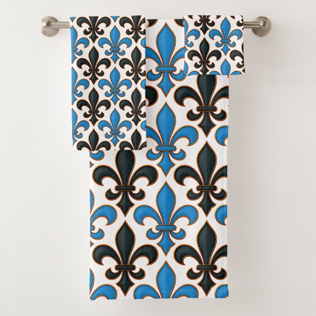 Conception de motif baroque fleur de lis noir bleu (Créateur téléchargé)