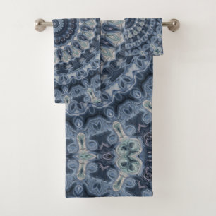Conception de motif mandala bleu et argenté