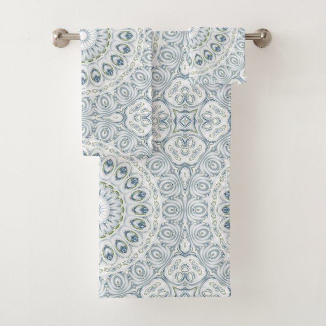Conception de motif mandala bleu et vert serein (En situation)