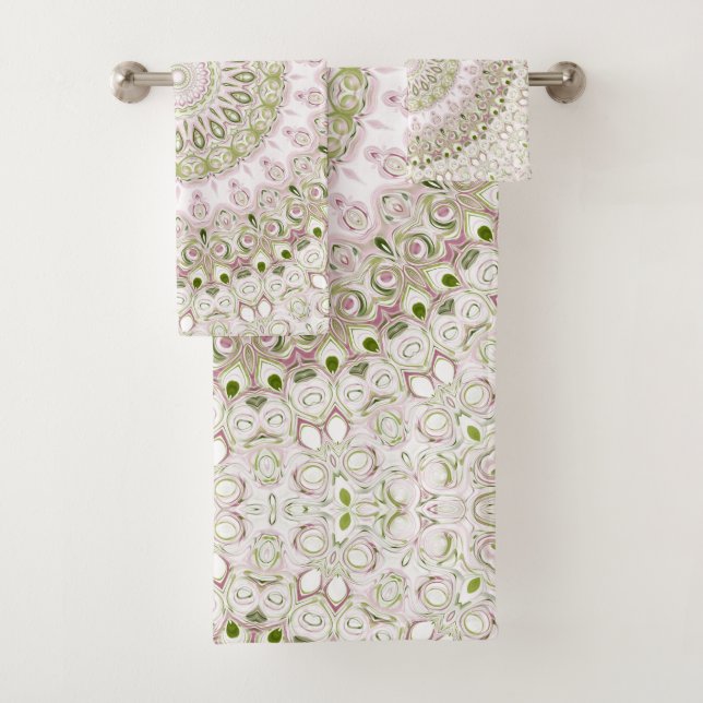 Conception de motif mandala floral rose et vert (En situation)