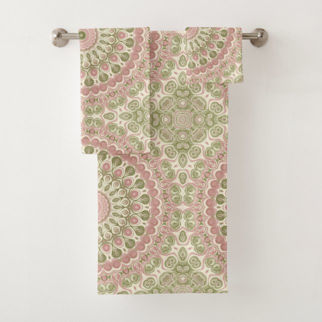 Conception de motif mandala rose et vert (En situation)