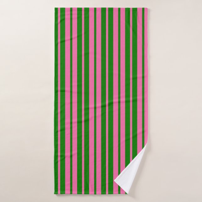 Conception de motif rayé stylé rose vert  (Serviette de bain)