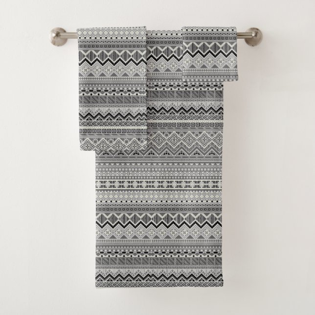 Conception de motifs aztèques gris blanc (En situation)