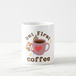 Conception de mug à café avec un chat mignon