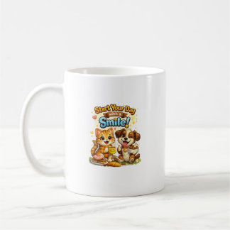 Conception de mug avec un chaton et un chiot migno