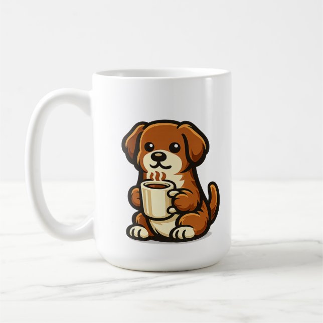 Conception de mug Kawaii Chien Café Mignon (Gauche)