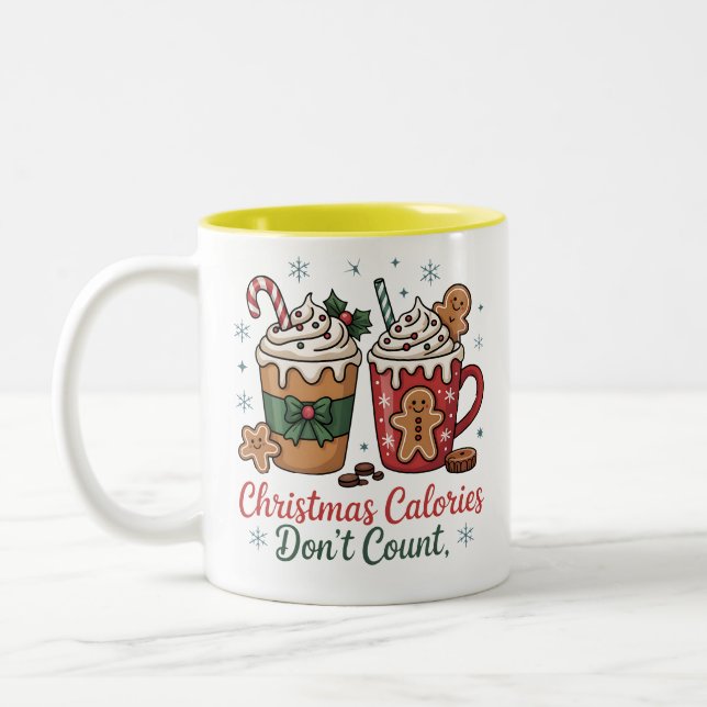 conception de mug Noël calories ne comptent pas  (Gauche)
