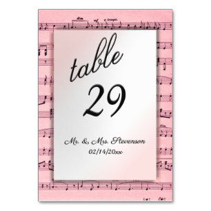 Conception de musique rose Numéro de table personn