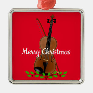 Conception de Noël Violon et Bow Ornement en métal