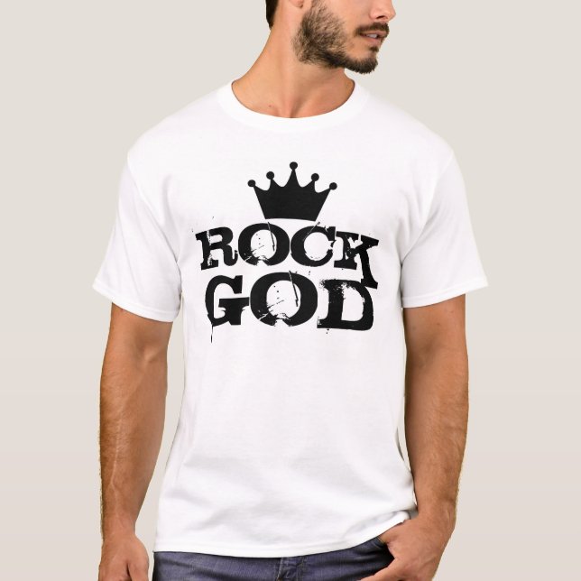 conception de noir de T-shirt d'un dieu de roche (Devant)