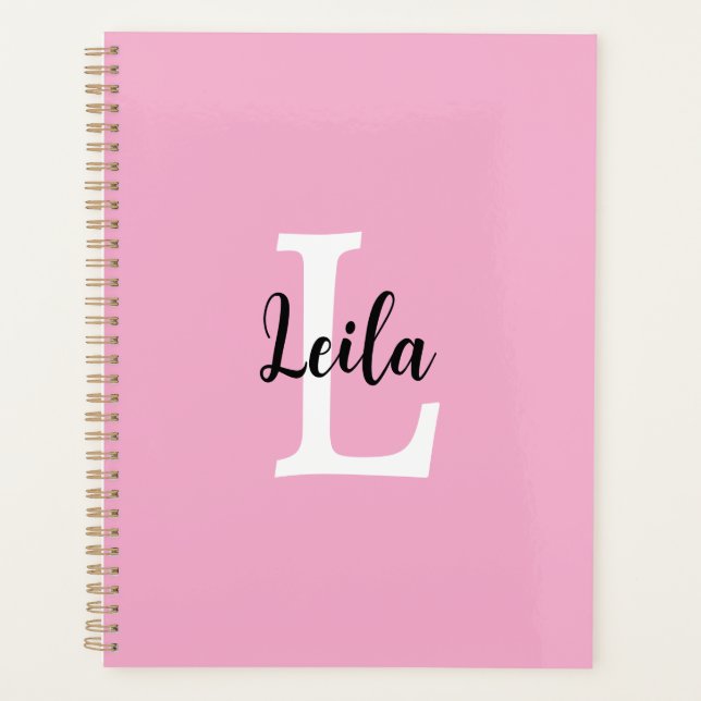Conception de nom personnalisé en monogramme rose (Devant)